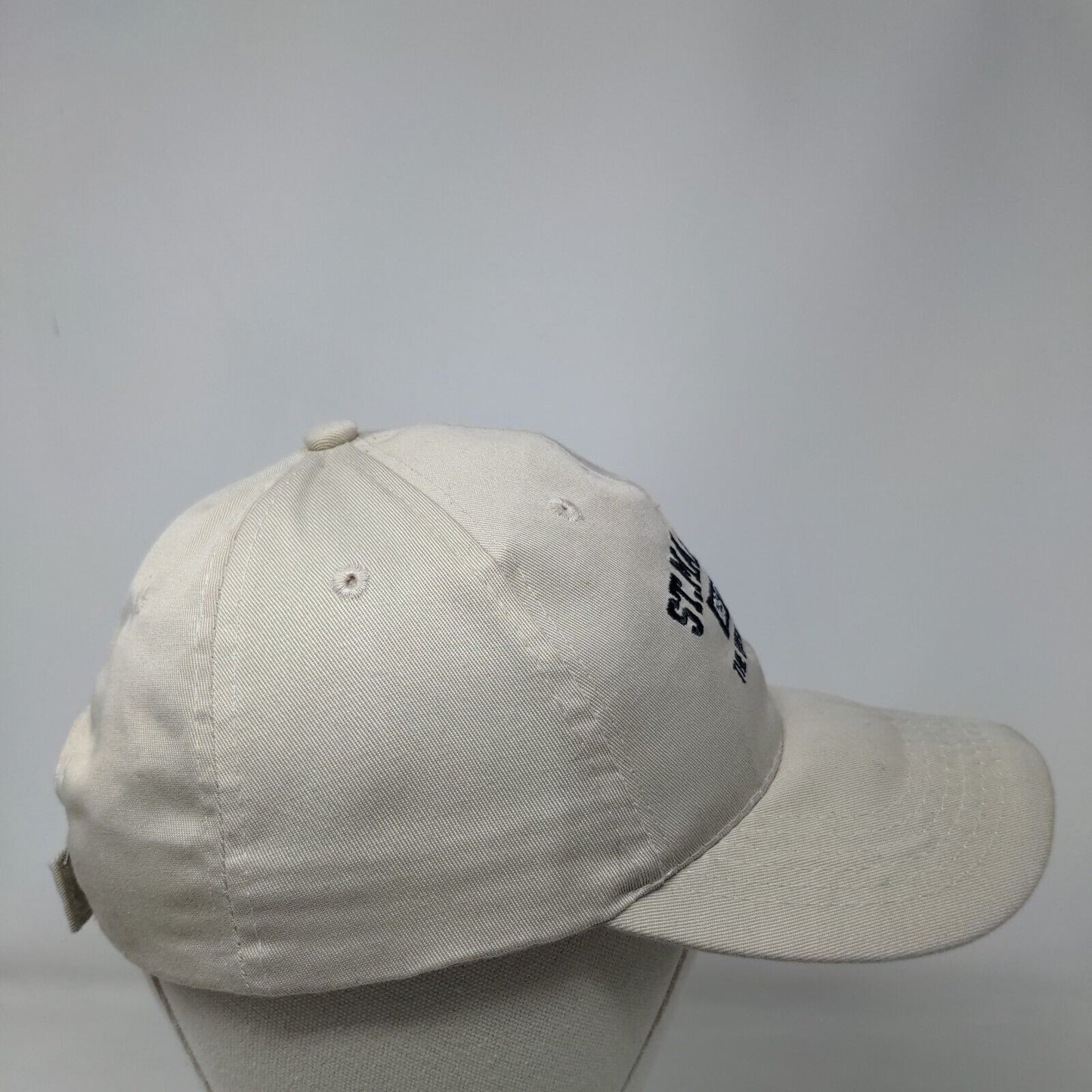 St. Maarten The Friendly Island Strapback Hat Tan OSFA Embroidered