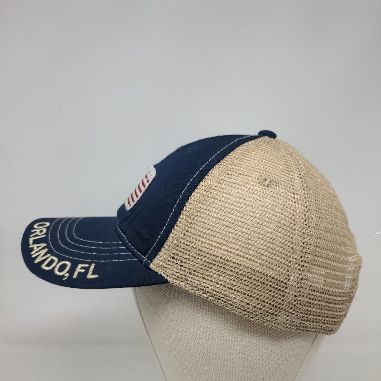 American Flag Orlando FL Snapback Mesh Back Trucker Hat Blue One Size