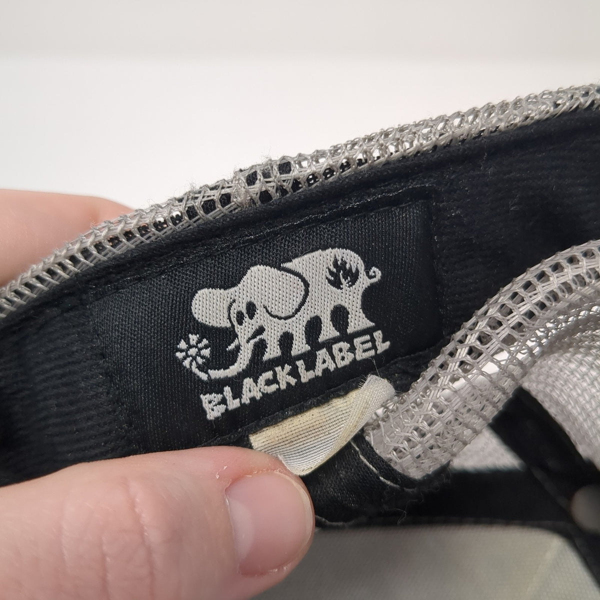 Black Label Snapback Mesh Back Trucker Hat Embroidered Logo Elephant Logo Blue