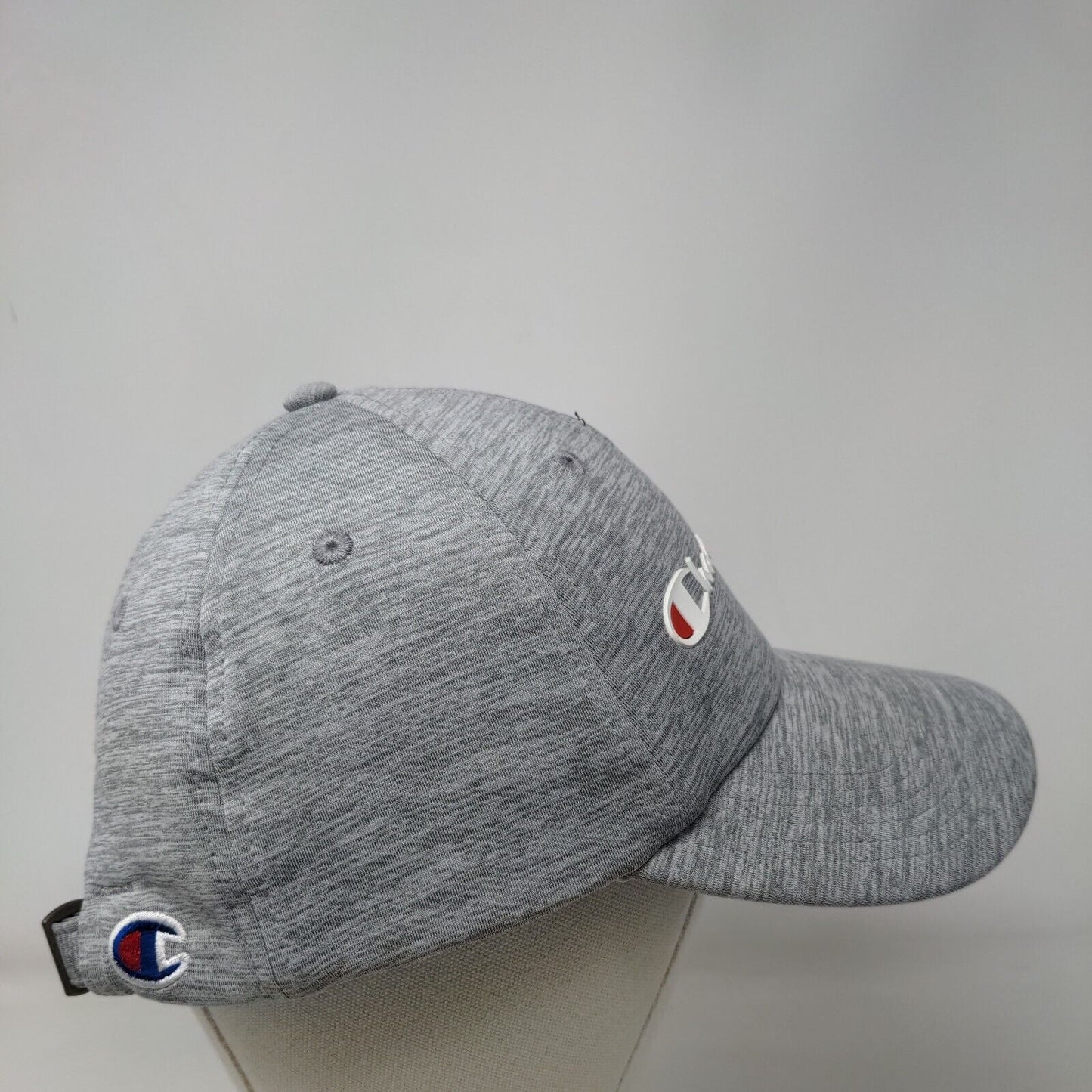 Champion Slideback Hat Gray OSFA Adjustable Embroidered Vented Holes 6 Panel