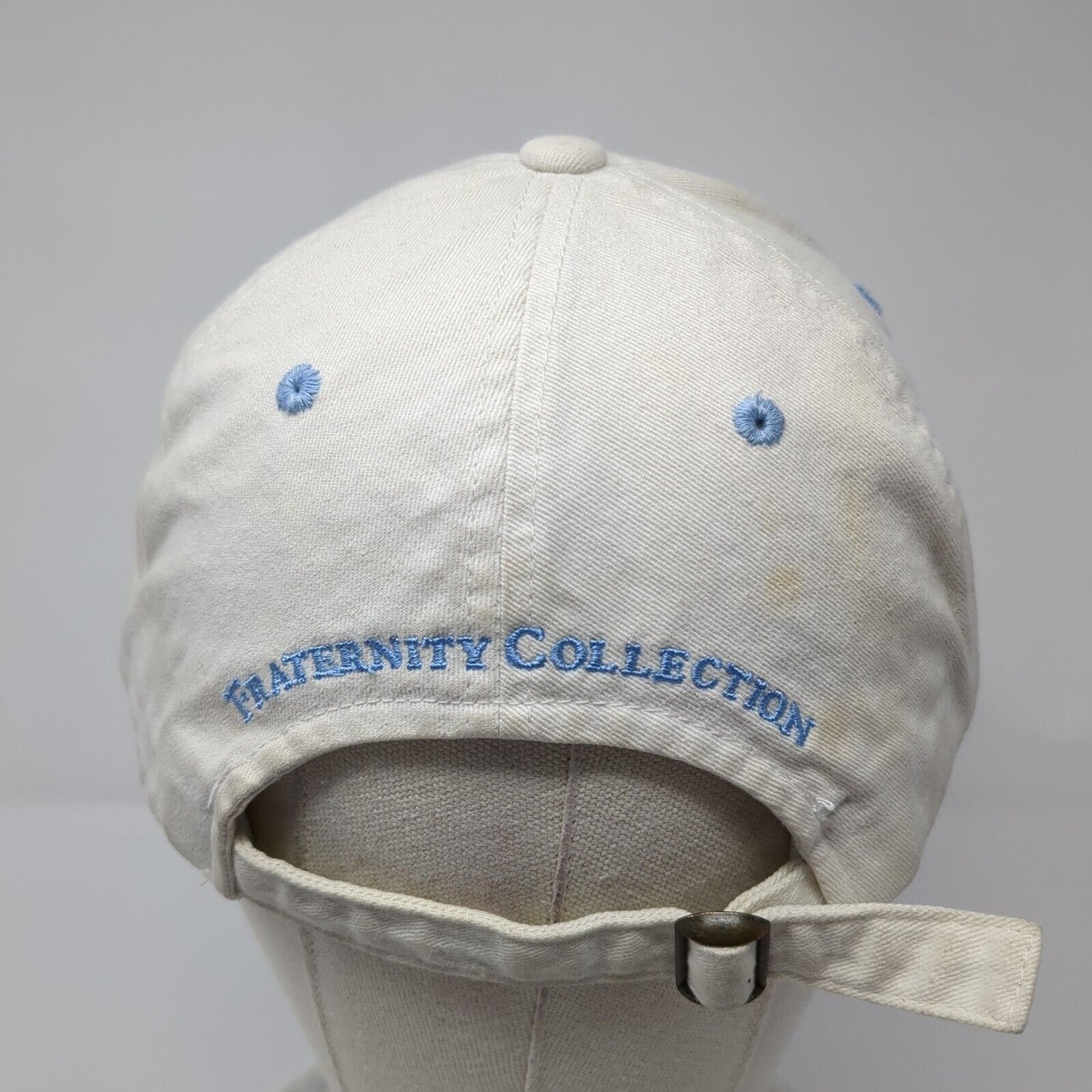 Fraternity Collection Slideback Hat White One Size Adjustable Embroidered Cotton