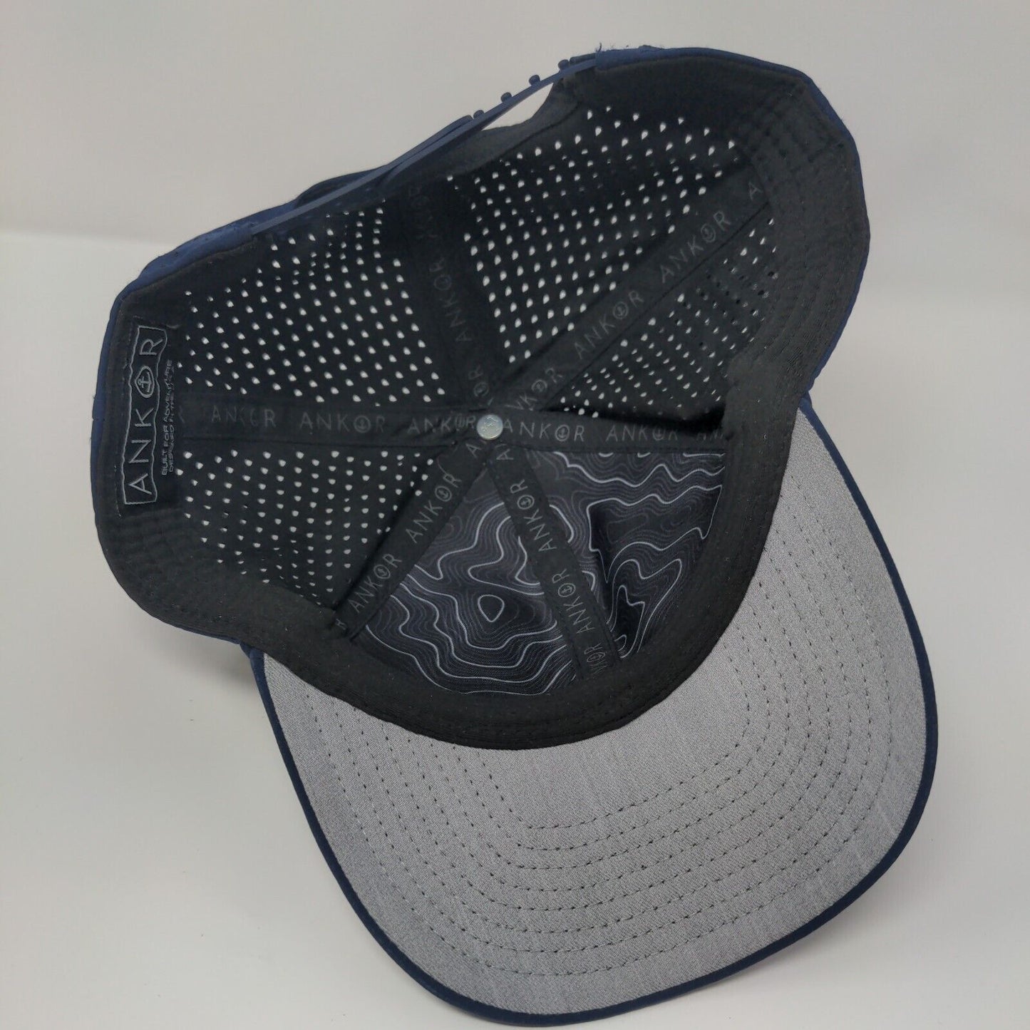Ankor Snapback Hat Blue One Size Adjustable Breathable 6 Panel Blank