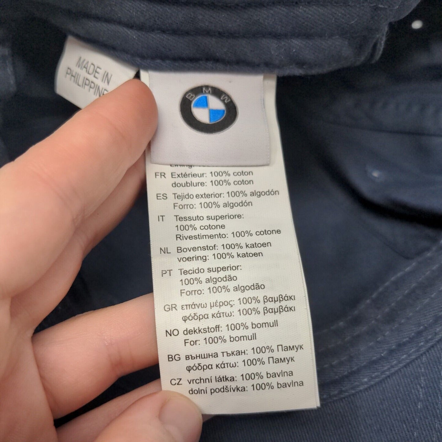 BMW Slideback Hat Blue OSFA Adjustable Embroidered Vented Holes 6 Panel Cotton