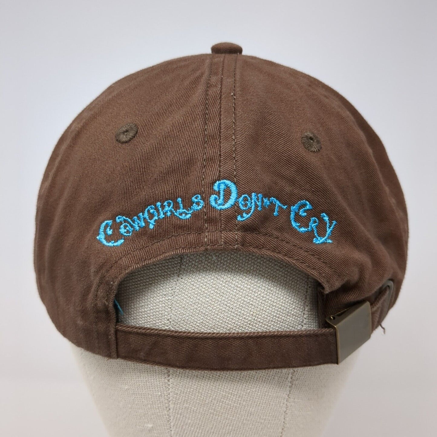 Cowgirls Don't Cry Slideback Hat Brown One Size Adjustable Embroidered Harriton
