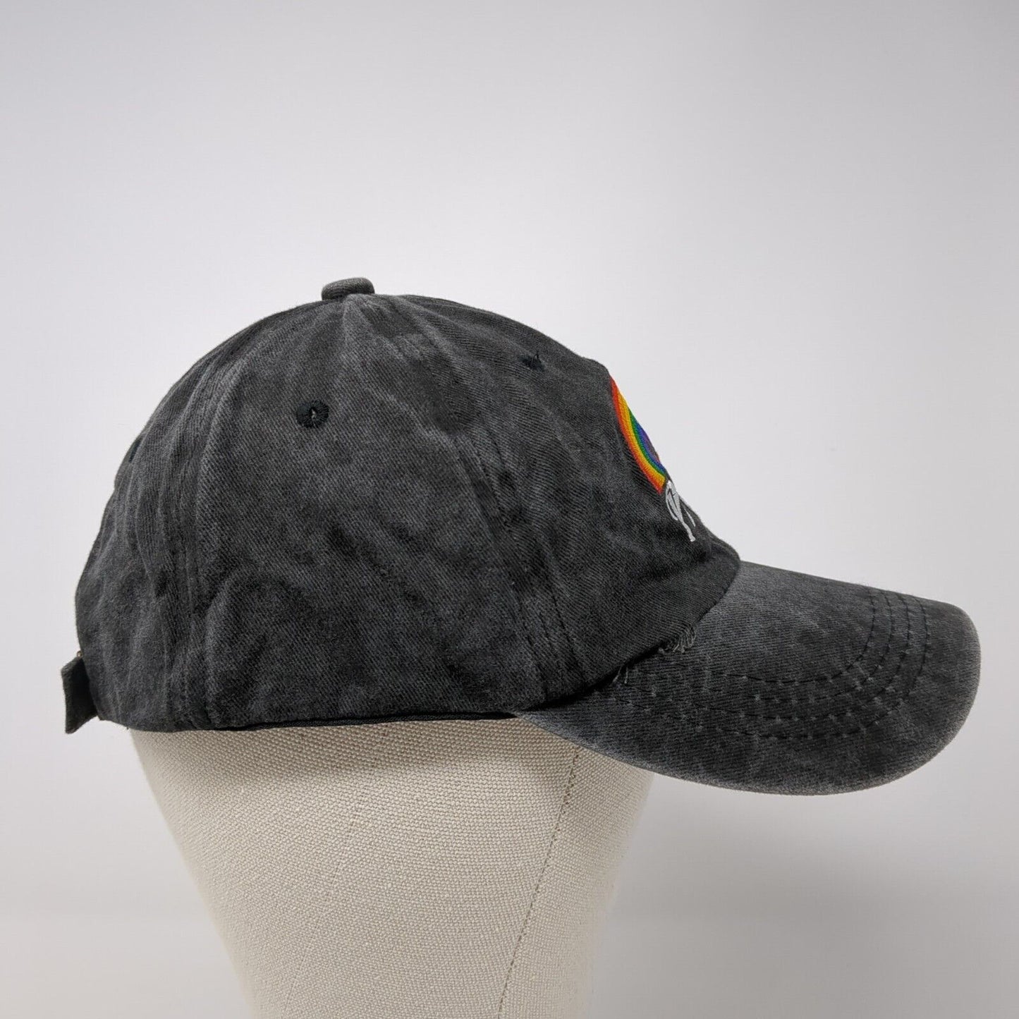Pride Slideback Hat Gray One Size Adjustable Embroidered Vented Holes Cotton