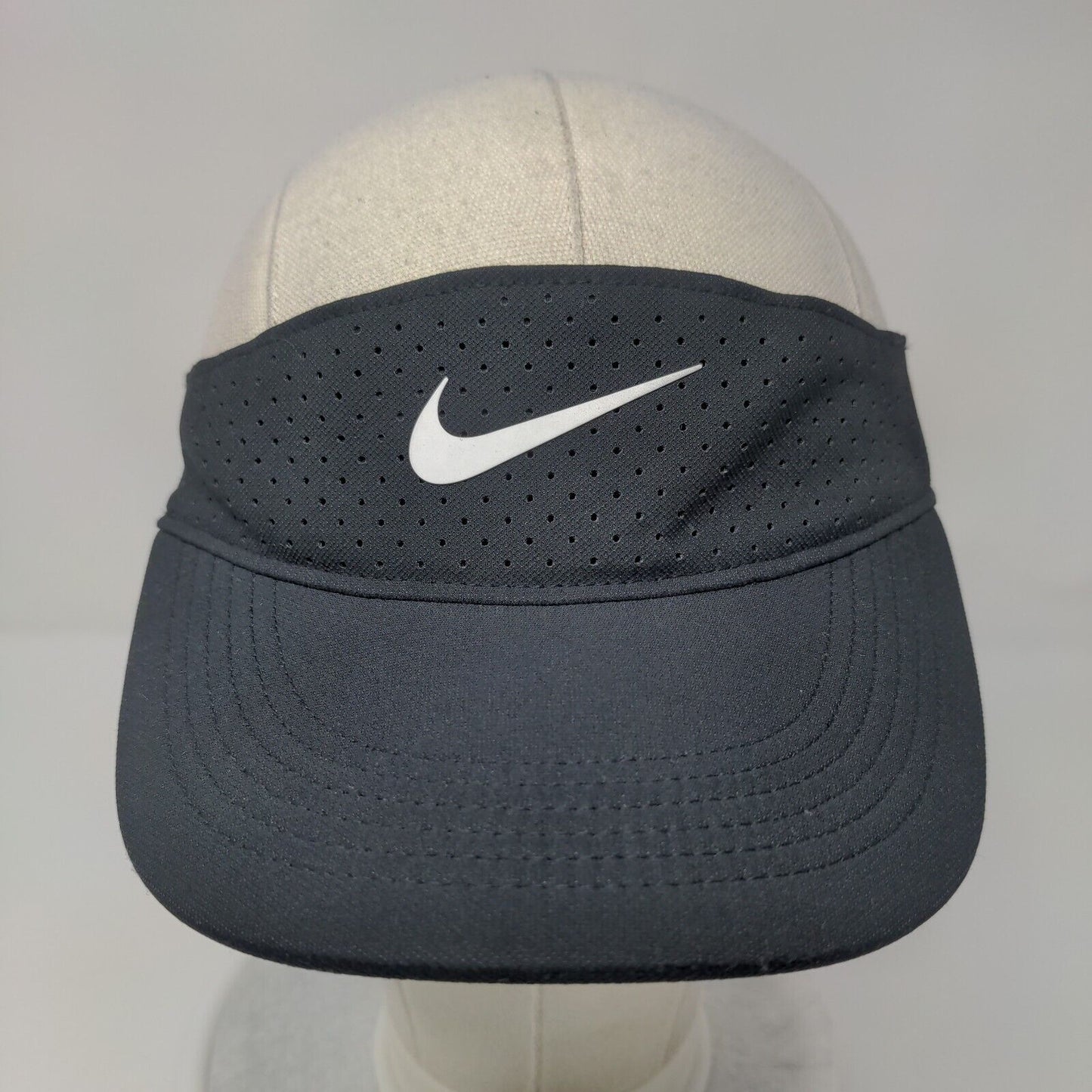 Nike Strapback Sun Visor Hat Black OSFA Adjustable Swoosh Just Do It Dri-Fit