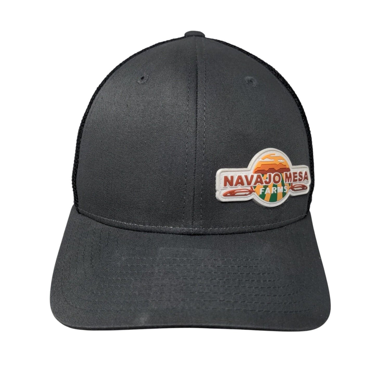 Navajo Mesa Farms Fitted Trucker Hat Gray S/M Flexfit Richardson