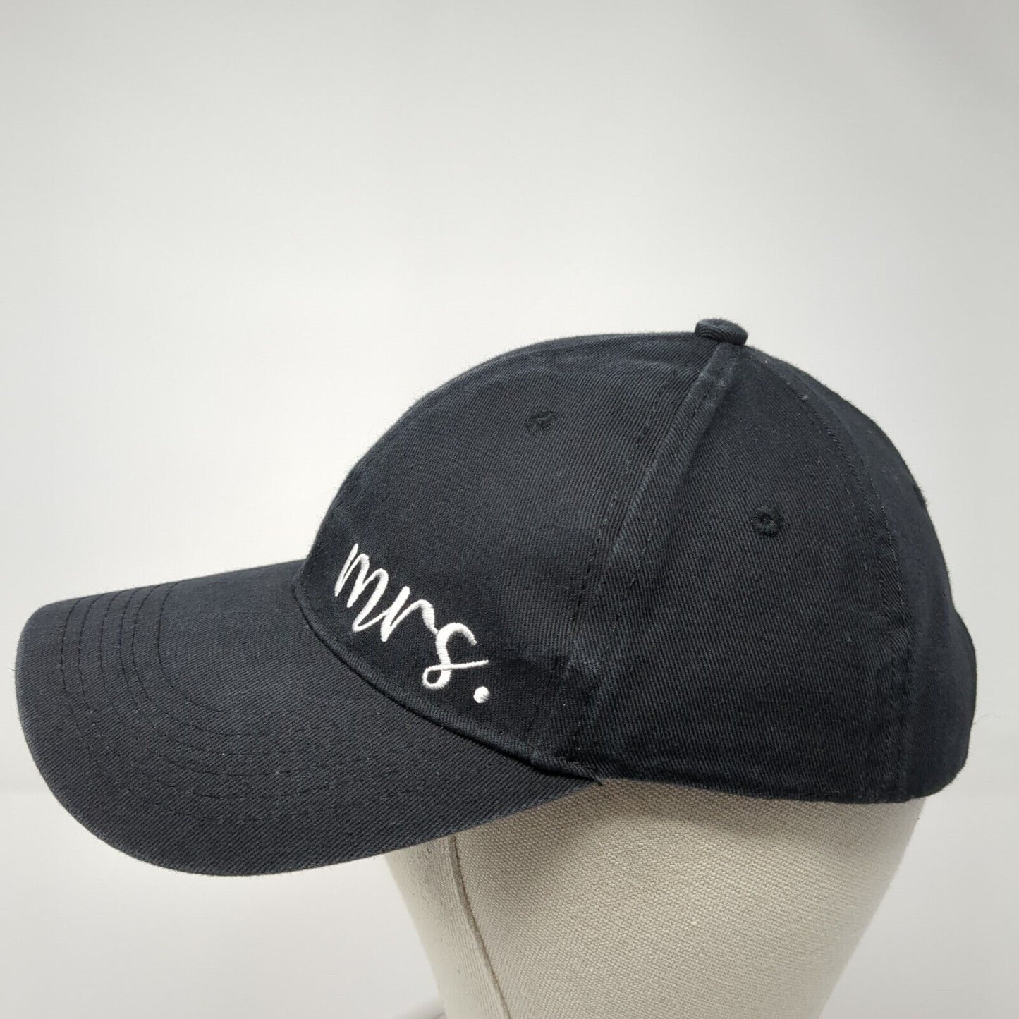 Mrs. Slideback Hat Black One Size Adjustable Embroidered 6 Panel Cotton