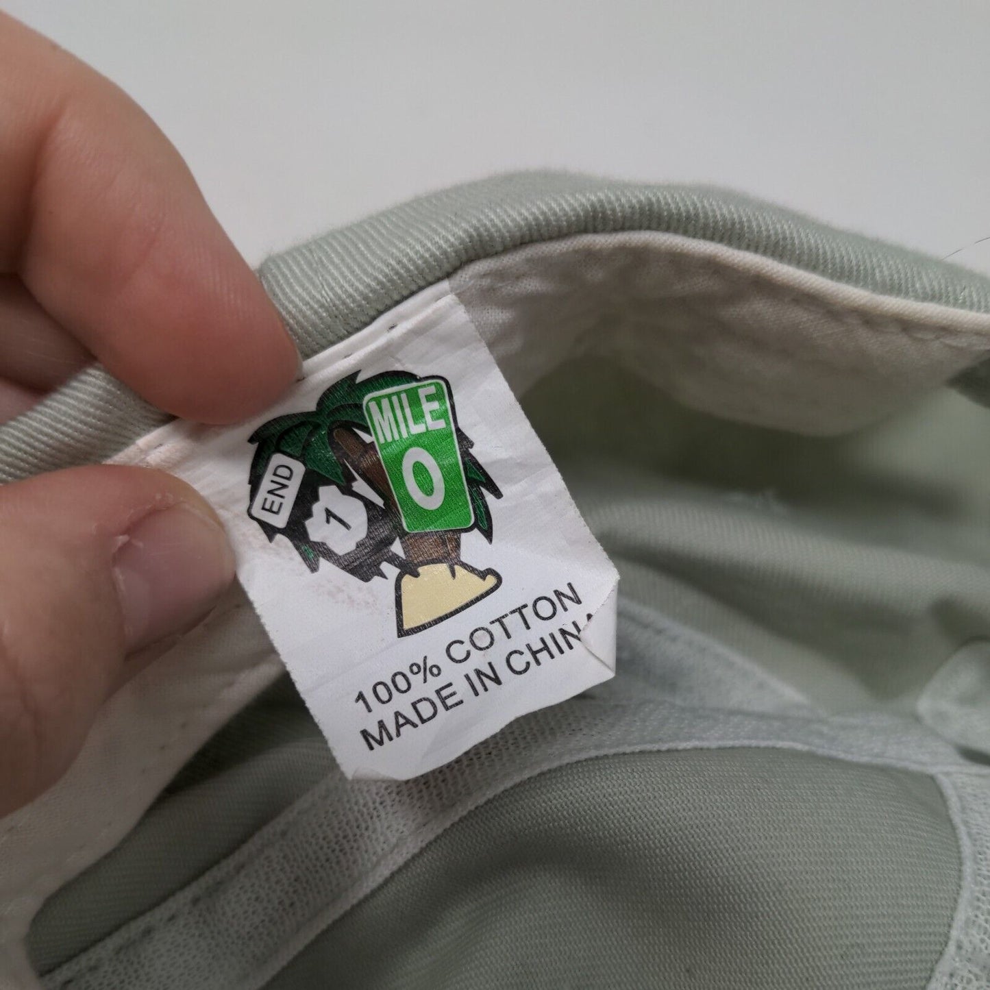 End 1 Mile 0 Slideback Hat Green One Size Adjustable Embroidered Cotton