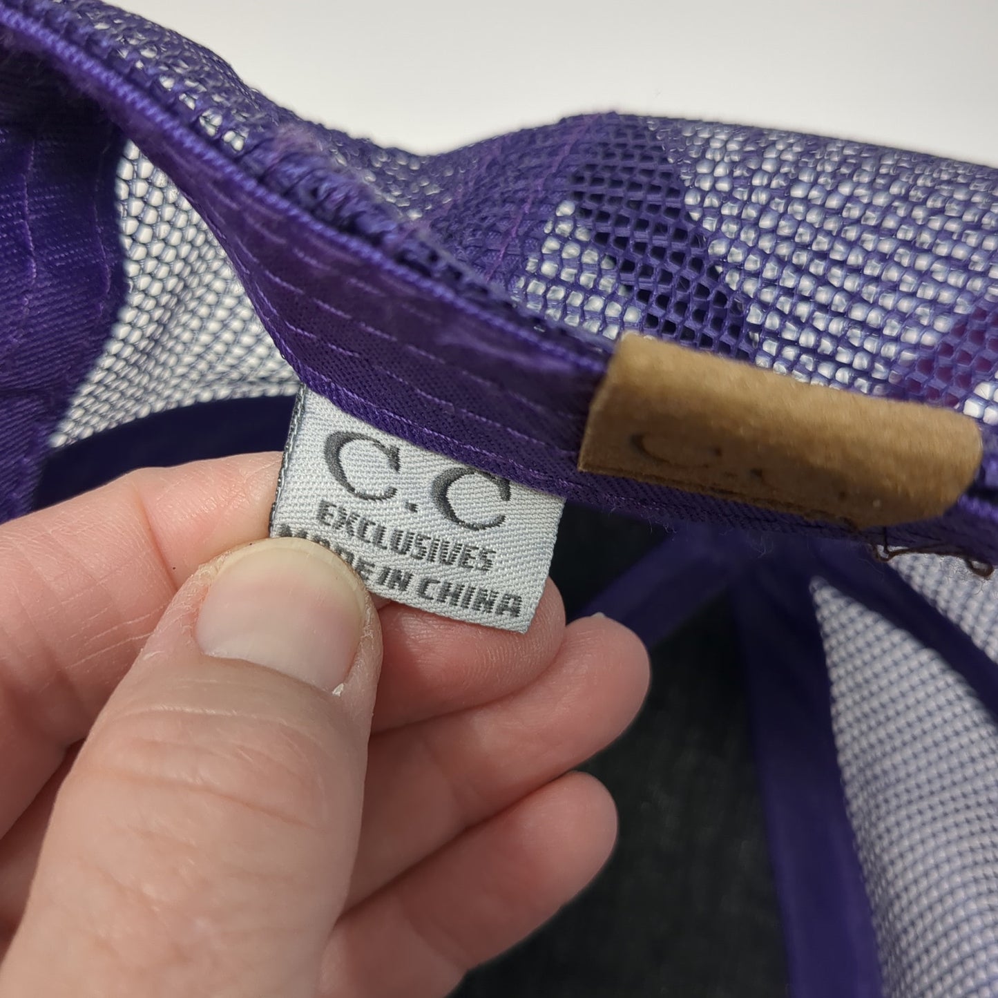 C.C Exclusives Strapback Trucker Hat Purple One Size Mesh Back Ponytail