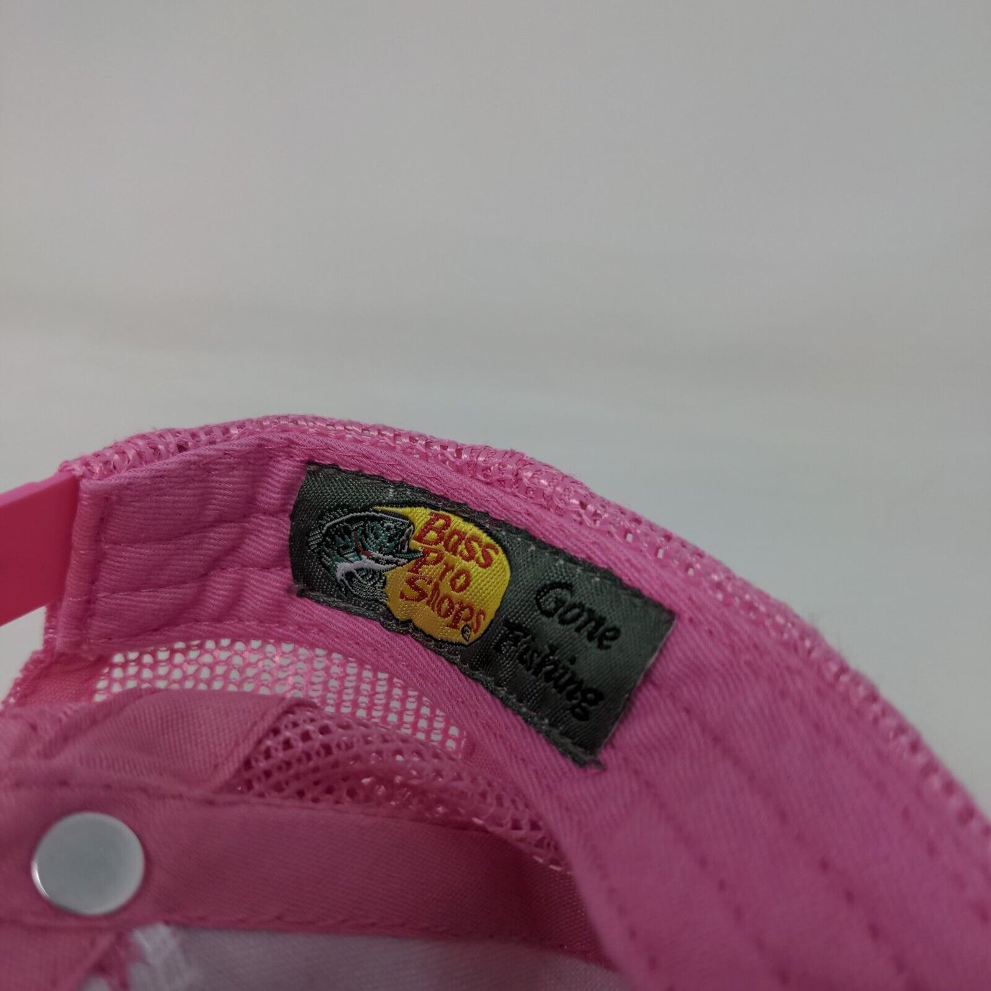 Bass Pro Shops Snapback Trucker Hat Pink OSFM Adjustable Mesh Back Gone Fishing