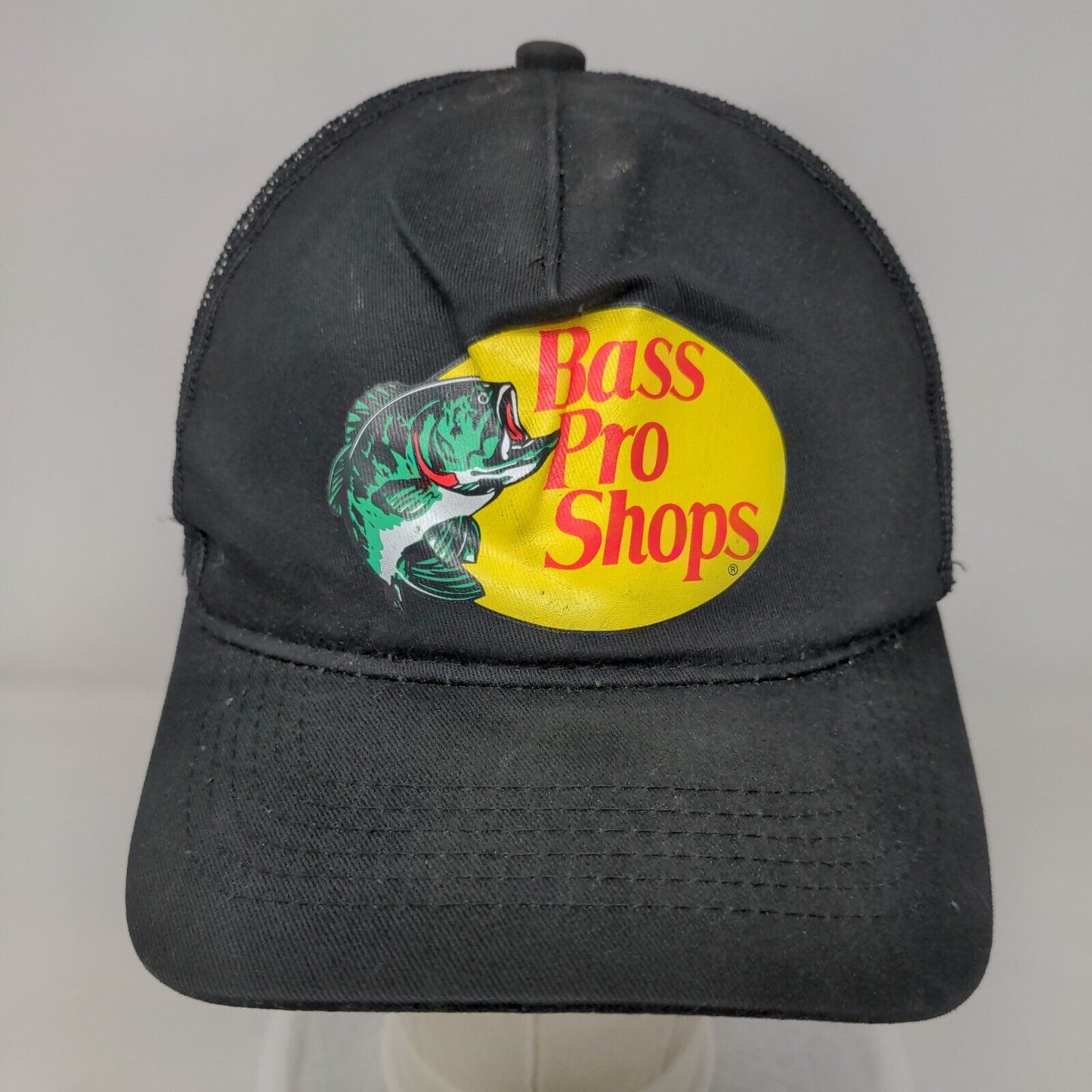 Bass Pro Shops Snapback Trucker Hat Black OSFM Adjustable Mesh Back Gone Fishing