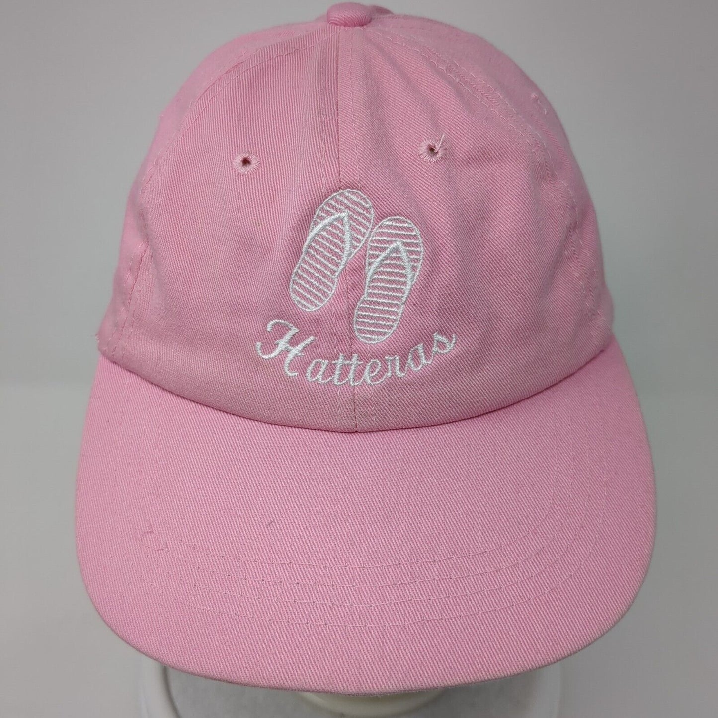 Hatteras Slideback Hat Pink OS Adjustable Embroidered Vented Holes 6 Panel