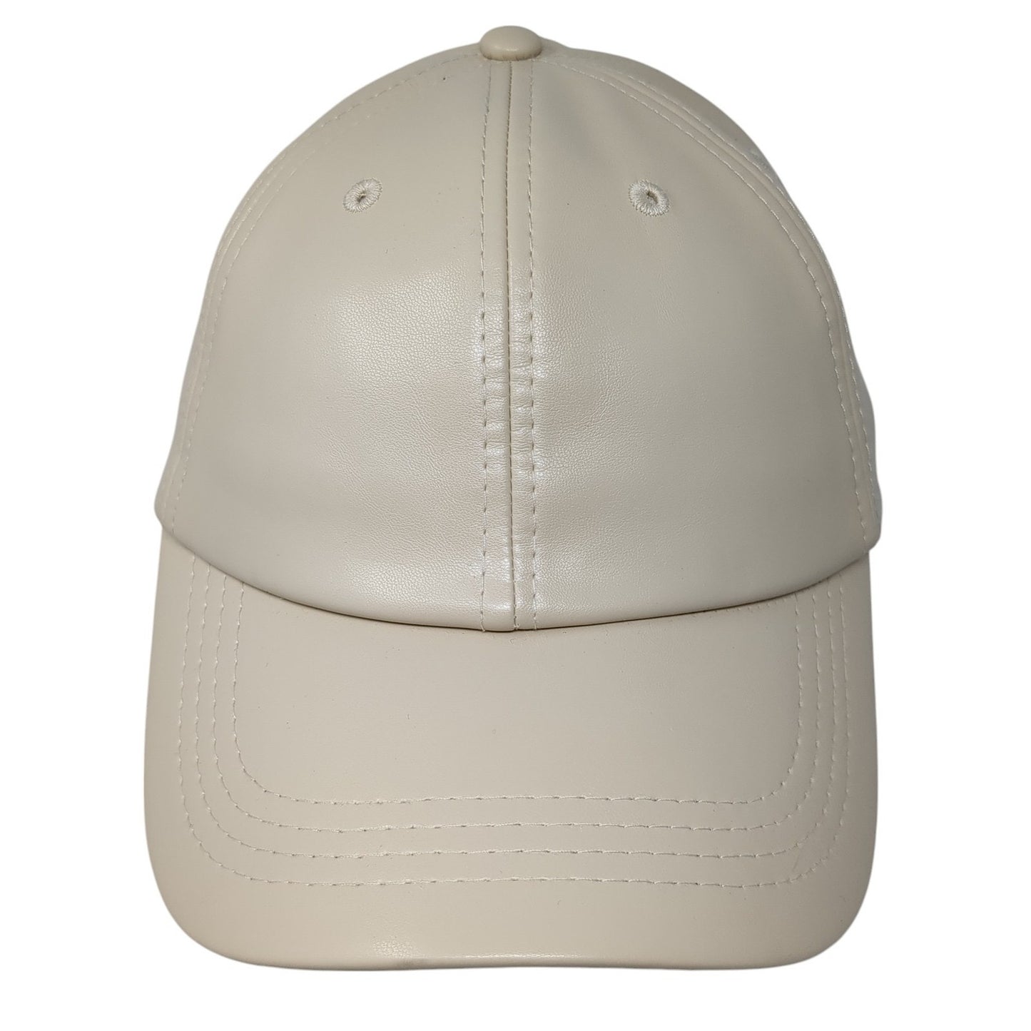 Unbranded Strapback Baseball Cap Beige One Size Adjustable Faux Leather Blank