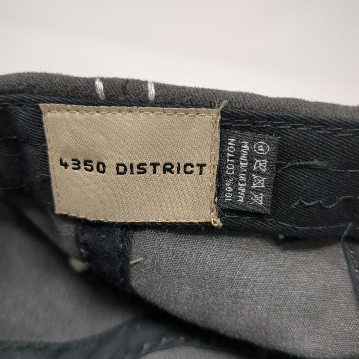 4350 District Baseball Cap Gray One Size Happy Camper Distressed Strapback Hat