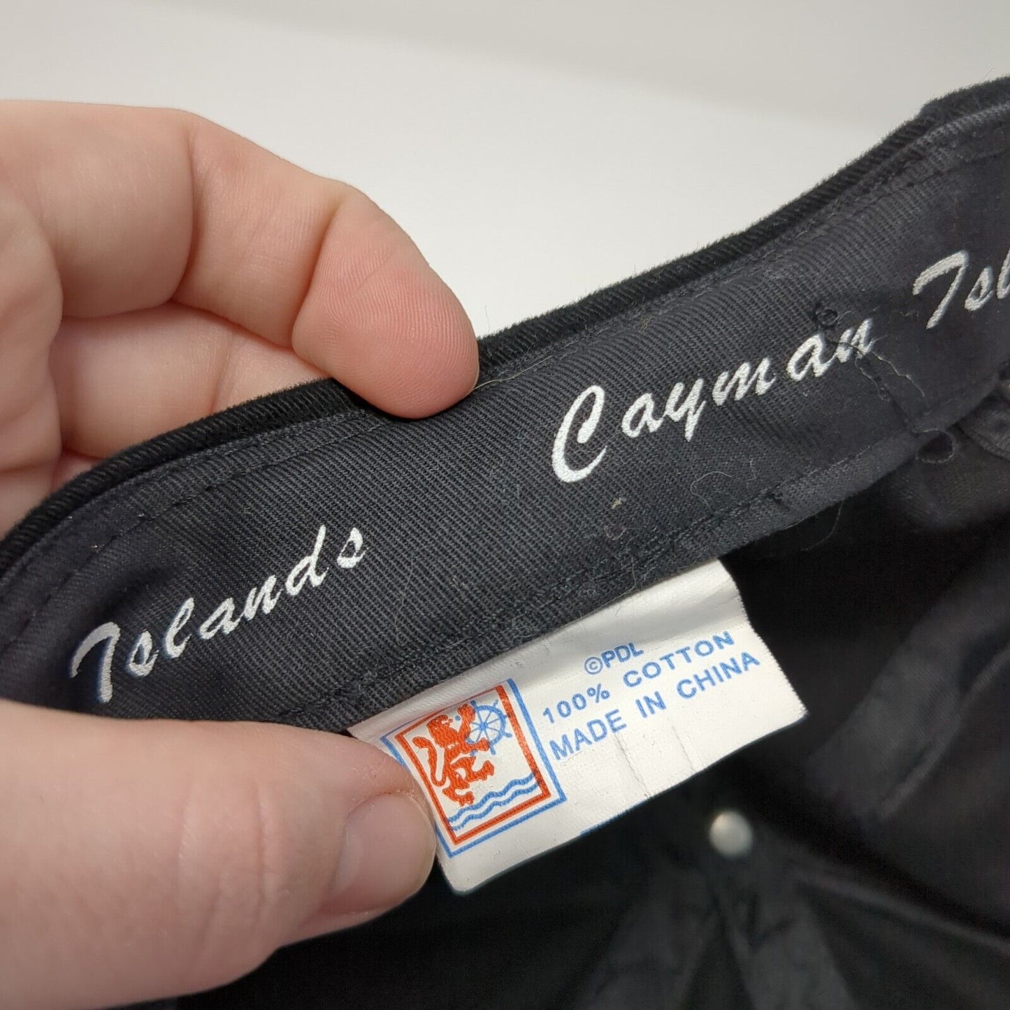 Hell Cayman Islands Slideback Hat Black One Size Adjustable Embroidered Cotton