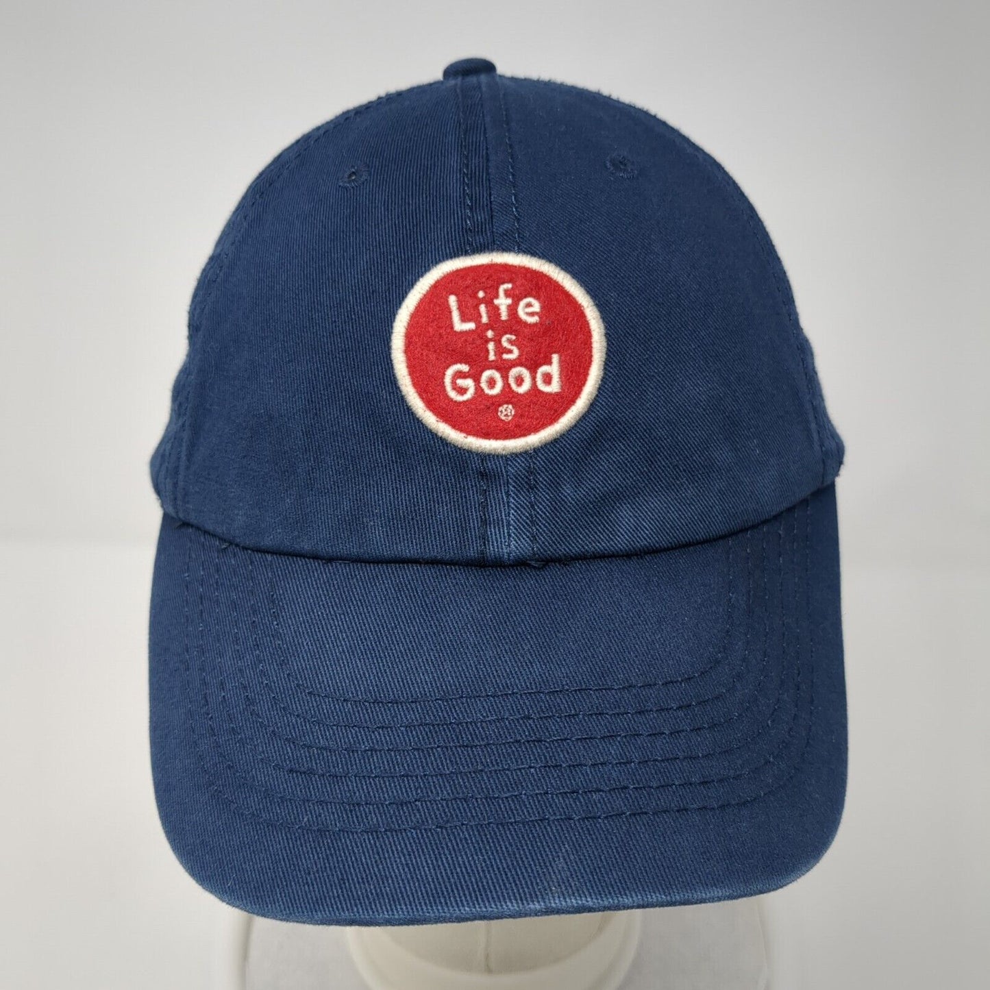 Life Is Good Slideback Hat Blue One Size Adjustable Embroidered Solid