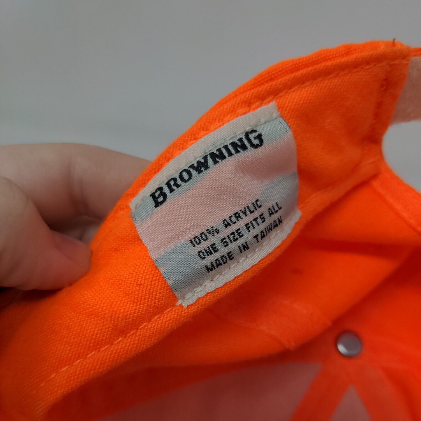 Browning Strapback Hat Orange OSFA Adjustable Embroidered Vented Holes 6 Panel