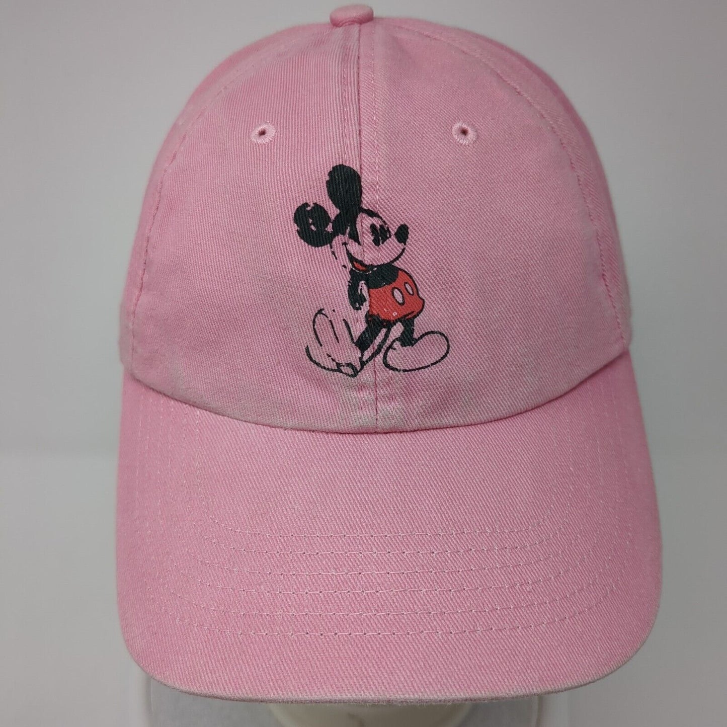 Mickey Mouse Adult Strapback Hat Pink One Size Adjustable Disney Parks Cotton