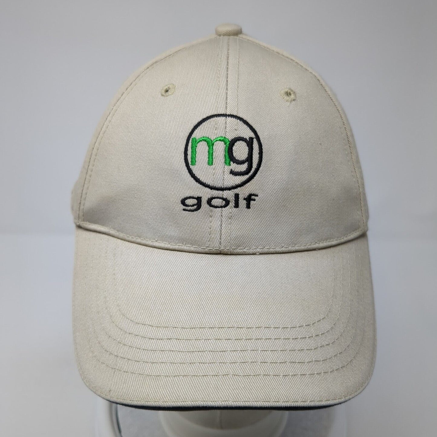 MG Golf Slideback Hat Tan One Size Adjustable Embroidered 6 Panel
