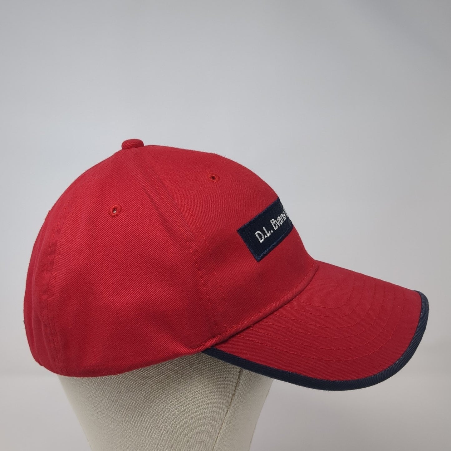 D.L. Evans Bank Idaho Strapback Hat Red One Size Adjustable Embroidered