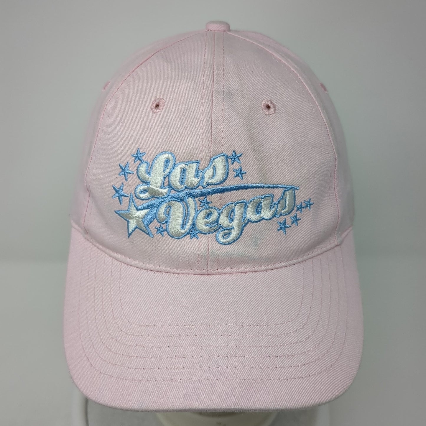Las Vegas Strapback Baseball Cap Pink One Size Adjustable Embroidered 6 Panel