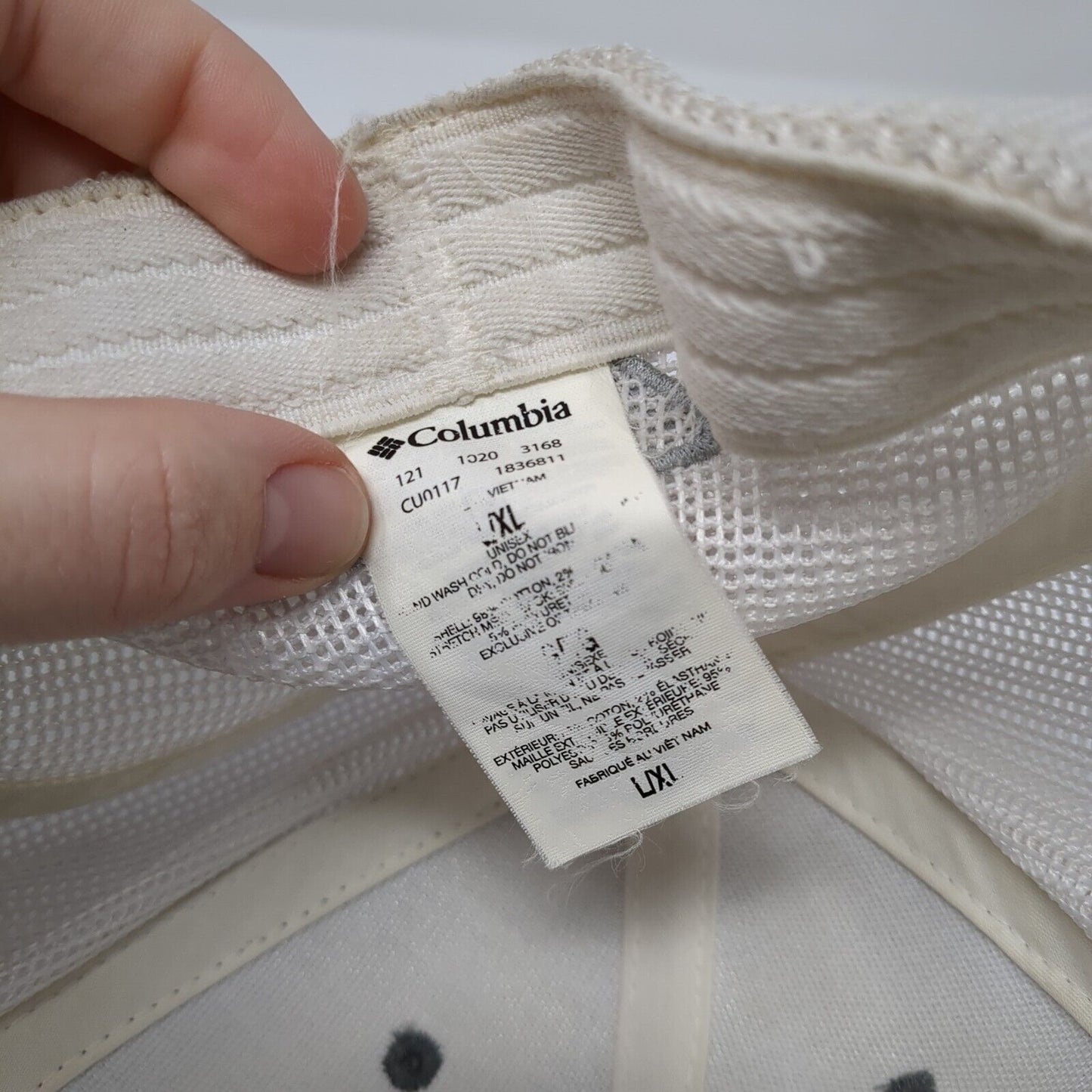 Columbia PFG Fish Flag Fitted Trucker Hat Gray L/XL Patriotic Mesh Back