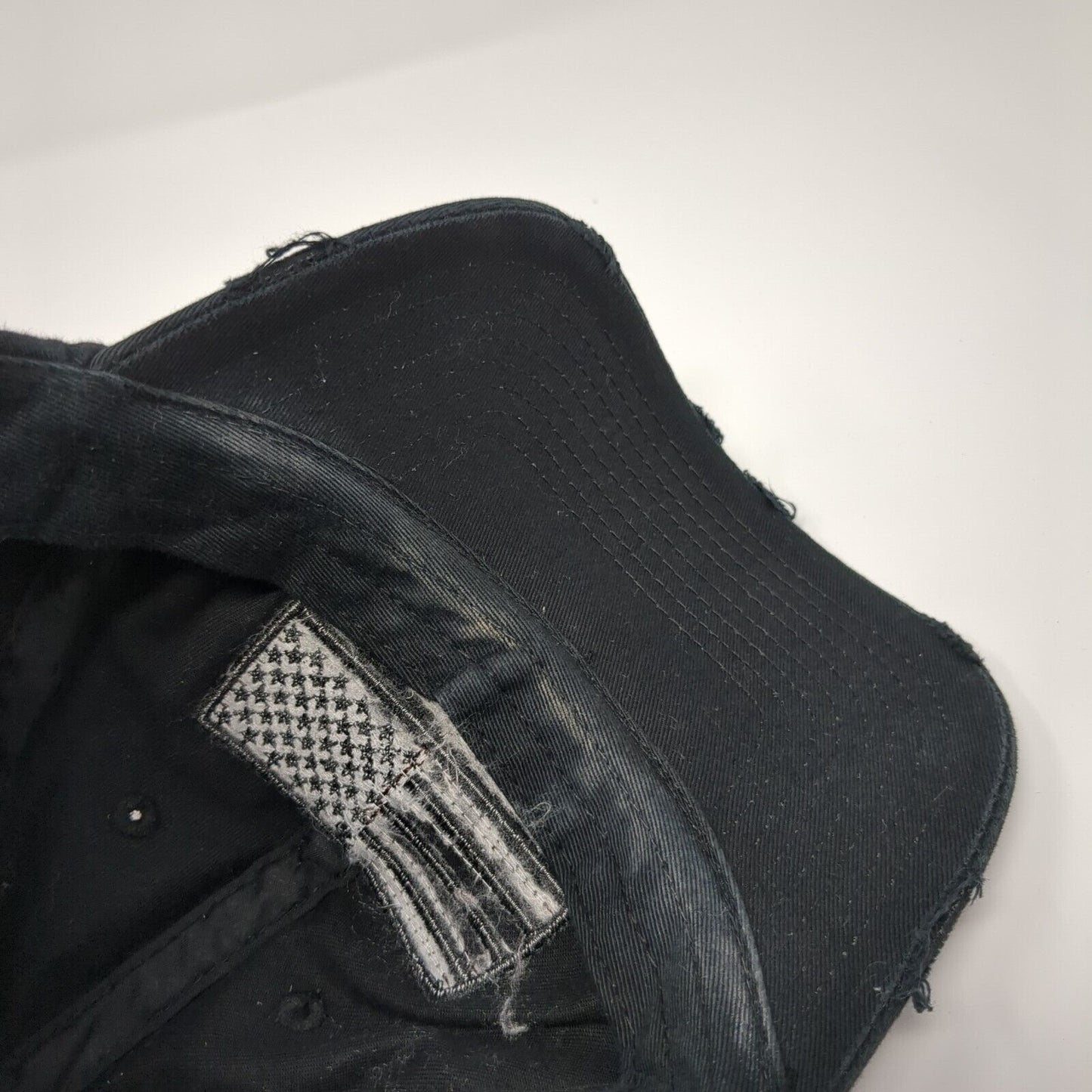 USA Flag Slideback Hat Black One Size Adjustable Distressed Patriotic KB ETHOS