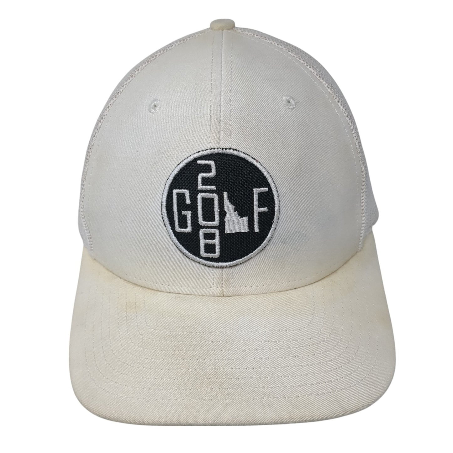 Golf 208 Snapback Trucker Hat Beige One Size Adjustable Mesh Back Richardson