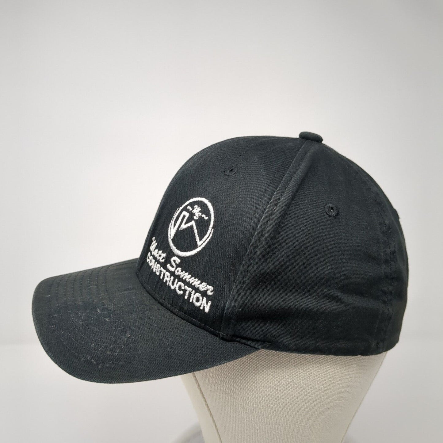 Matt Sommer Construction Fitted Hat Black S/M Flexfit Embroidered Yupoong