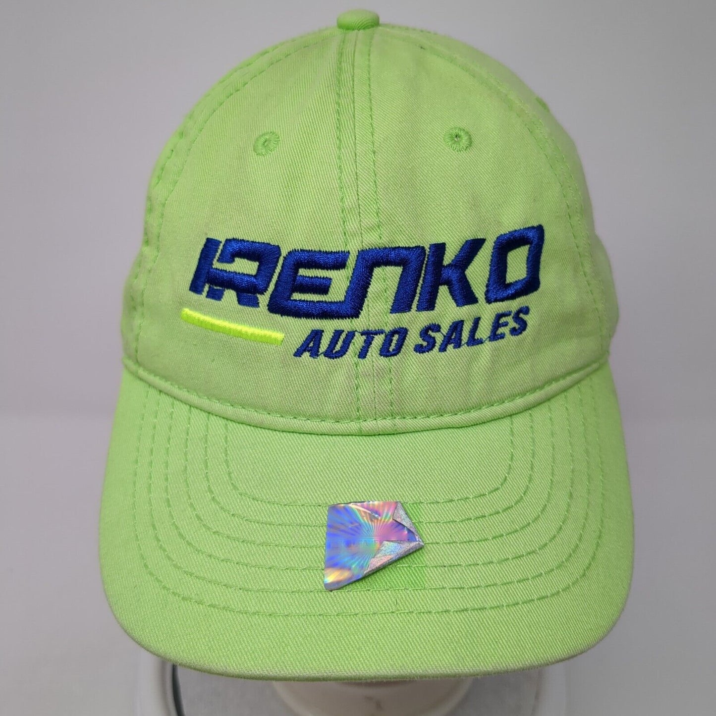 Renko Auto Sales Slideback Baseball Cap Green OS Adjustable Embroidered Fine Cap