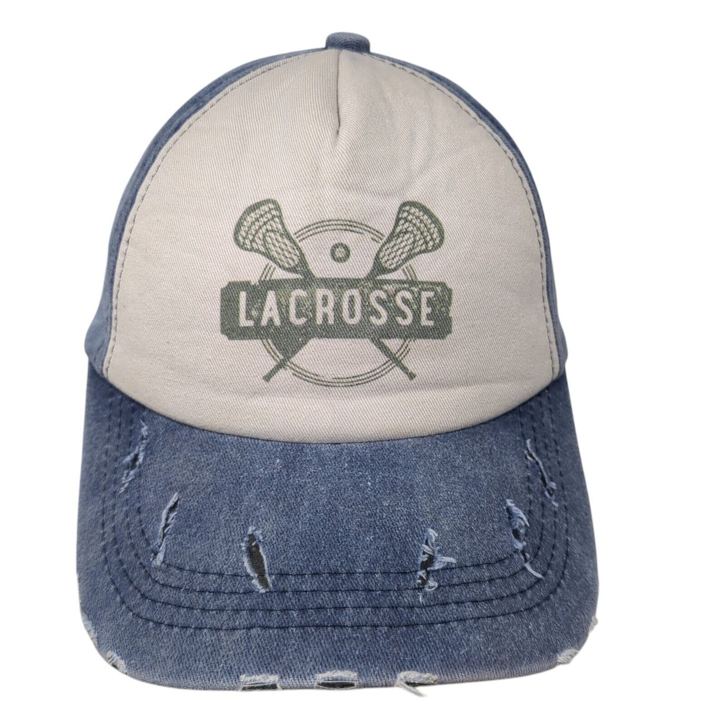Lacrosse Slideback Hat Blue One Size Adjustable 6 Panel Distressed Cotton