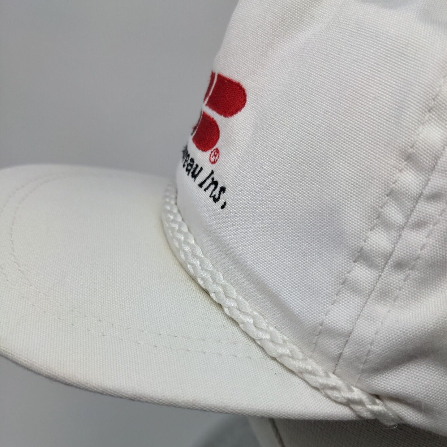 Farm Bureau Ins. Slideback Rope Hat White OSFA Leather Strap Imperial