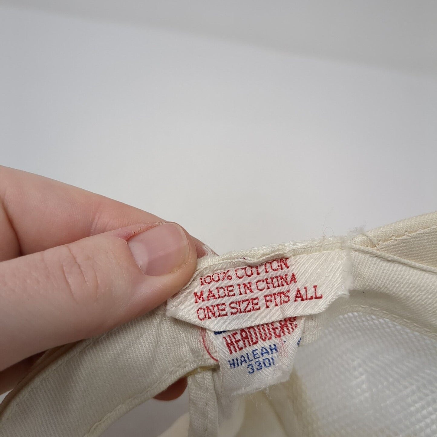 Unbranded Strapback Hat Cream One Size Adjustable Mesh Trim Wide Brim