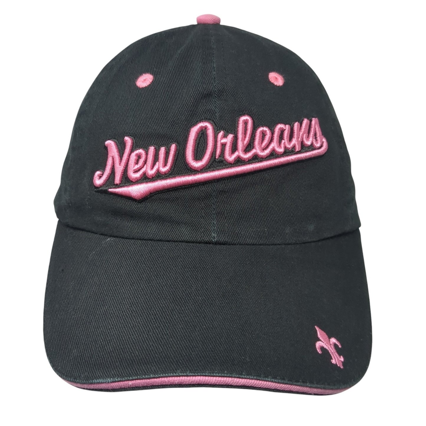 New Orleans Strapback Baseball Cap Black One Size Adjustable Embroidered Raw Ma