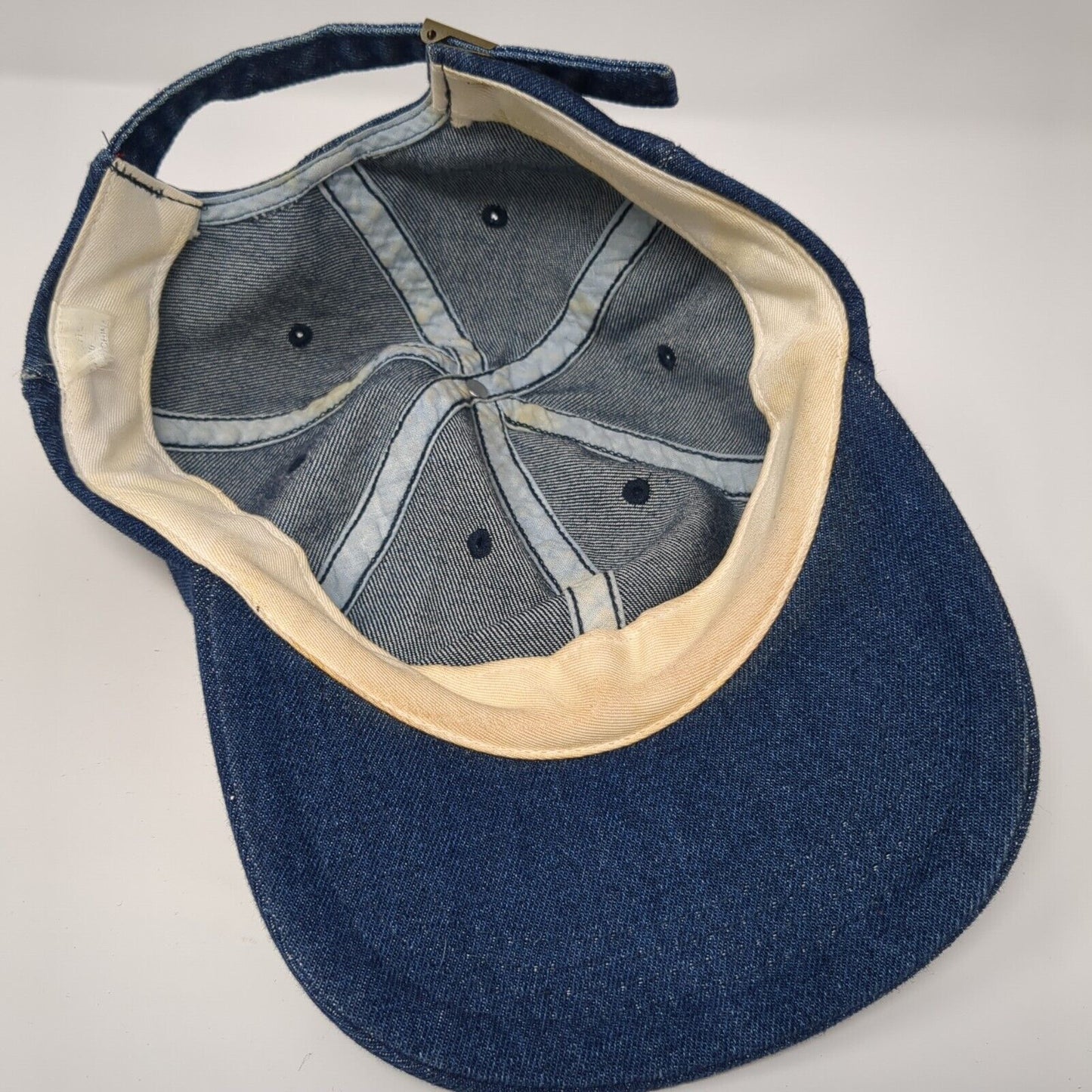Unbranded Slideback Hat Blue One Size Adjustable Denim Vented Holes Blank