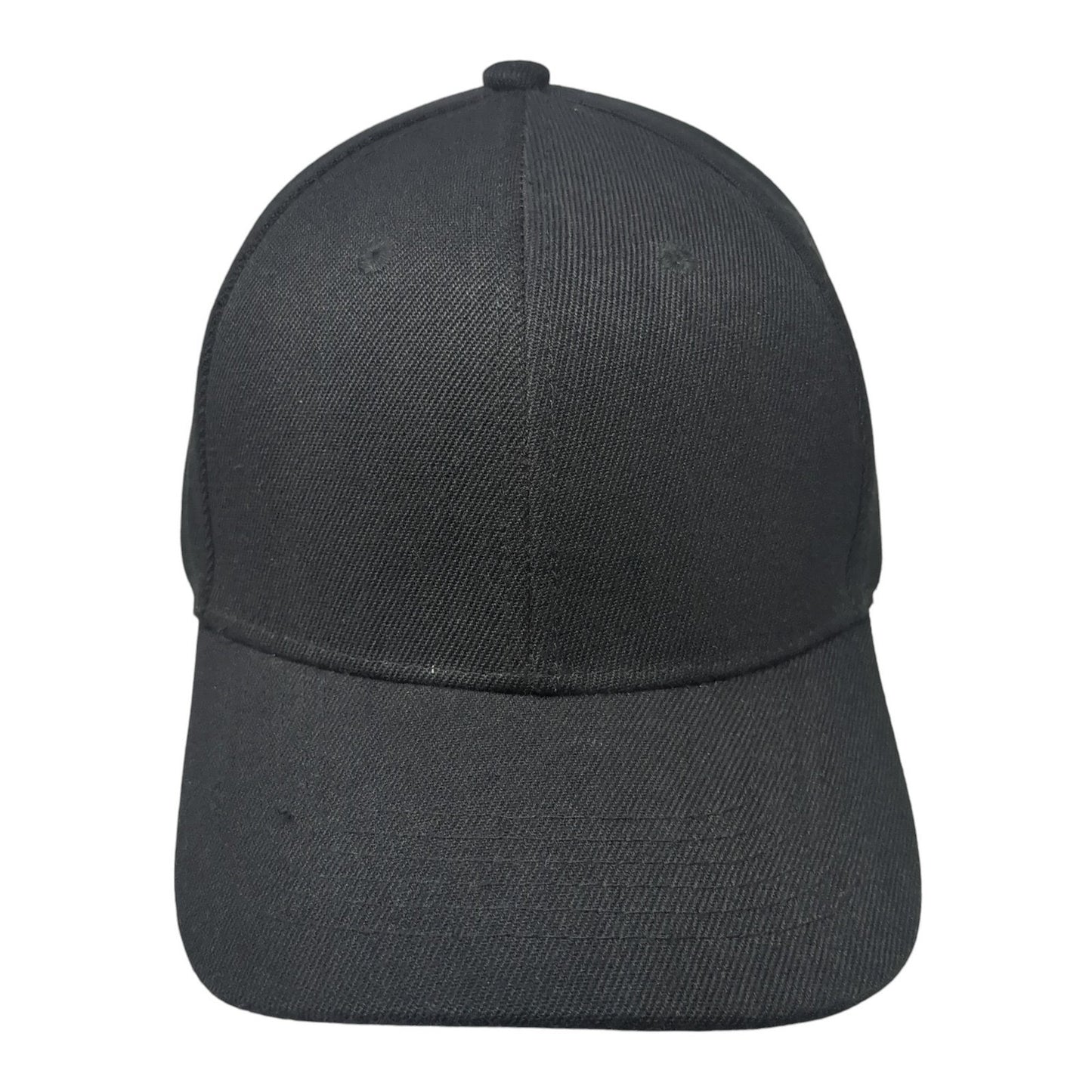 Unbranded Strapback Hat Solid Black One Size Adjustable Casual Blank