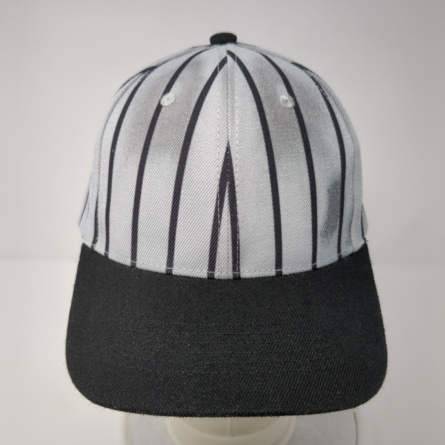 Unbranded Slideback Hat Gray One Size Adjustable Striped 6 Panel Blank