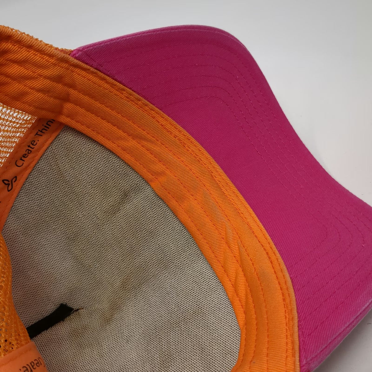 Prana Trucker Hat Orange Pink One Size Tie Dye Mesh Snapback Breathable Logo