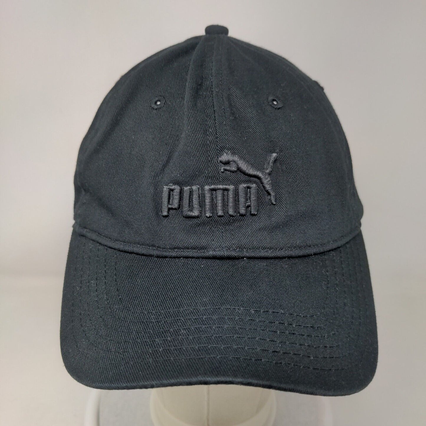 PUMA Slideback Hat Black One Size Adjustable Embroidered Logo 6 Panel