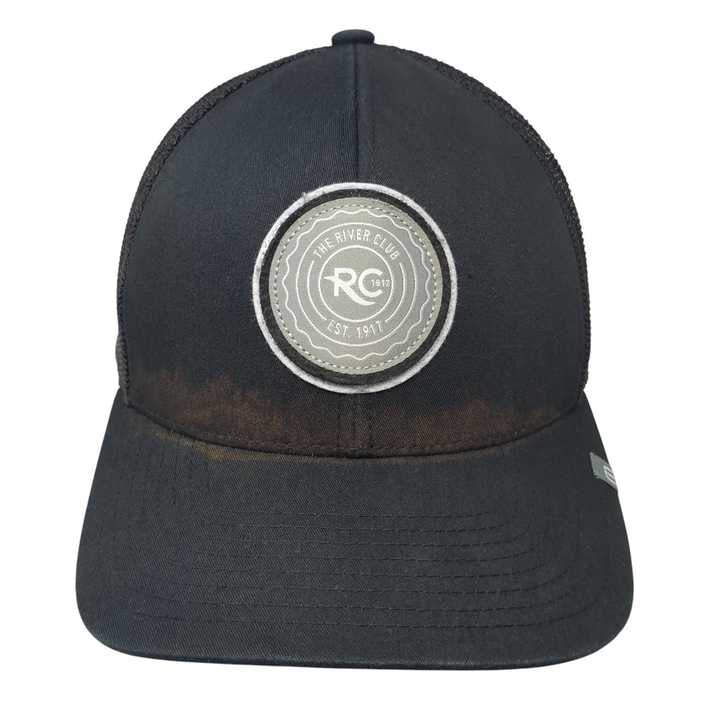 The River Club Patch Snapback Mesh Back Trucker Hat Black One Size Yupoong