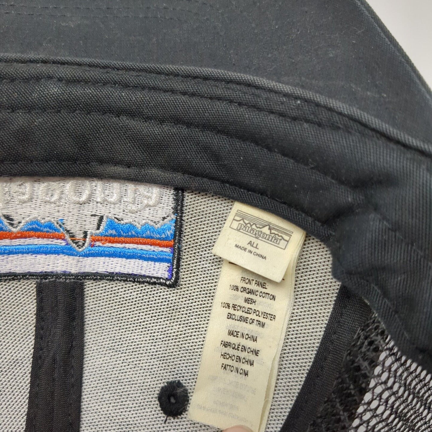 Patagonia Snapback Trucker Hat Black OS Adjustable Embroidered Mesh Back