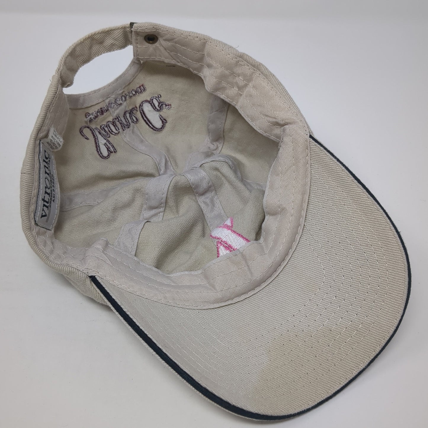 Pink Ribbon Shane Co. Slideback Hat Beige One Size Embroidered Vitronic