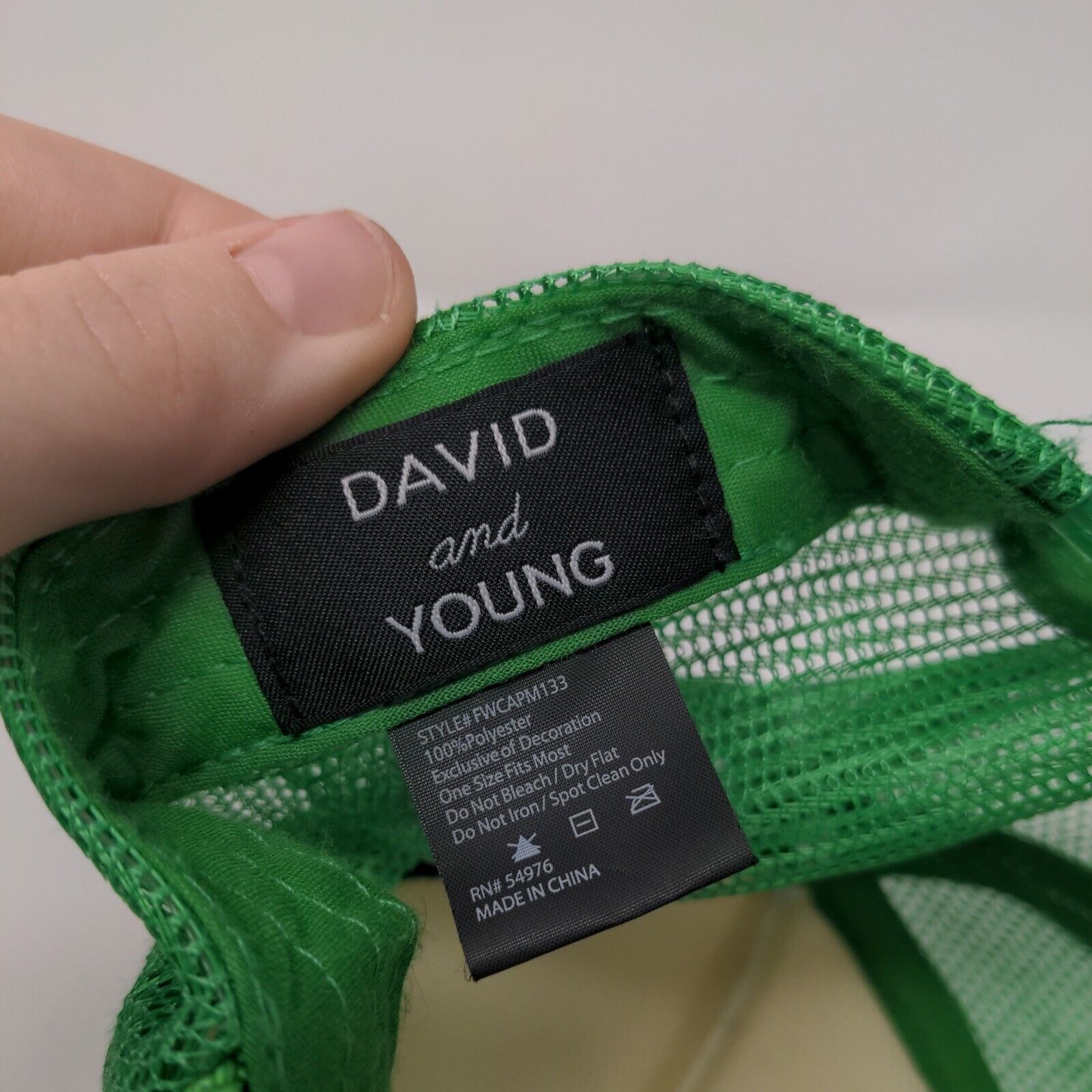 Happy Smile Lucky Snapback Trucker Hat Green OSFM Mesh Back David and Young