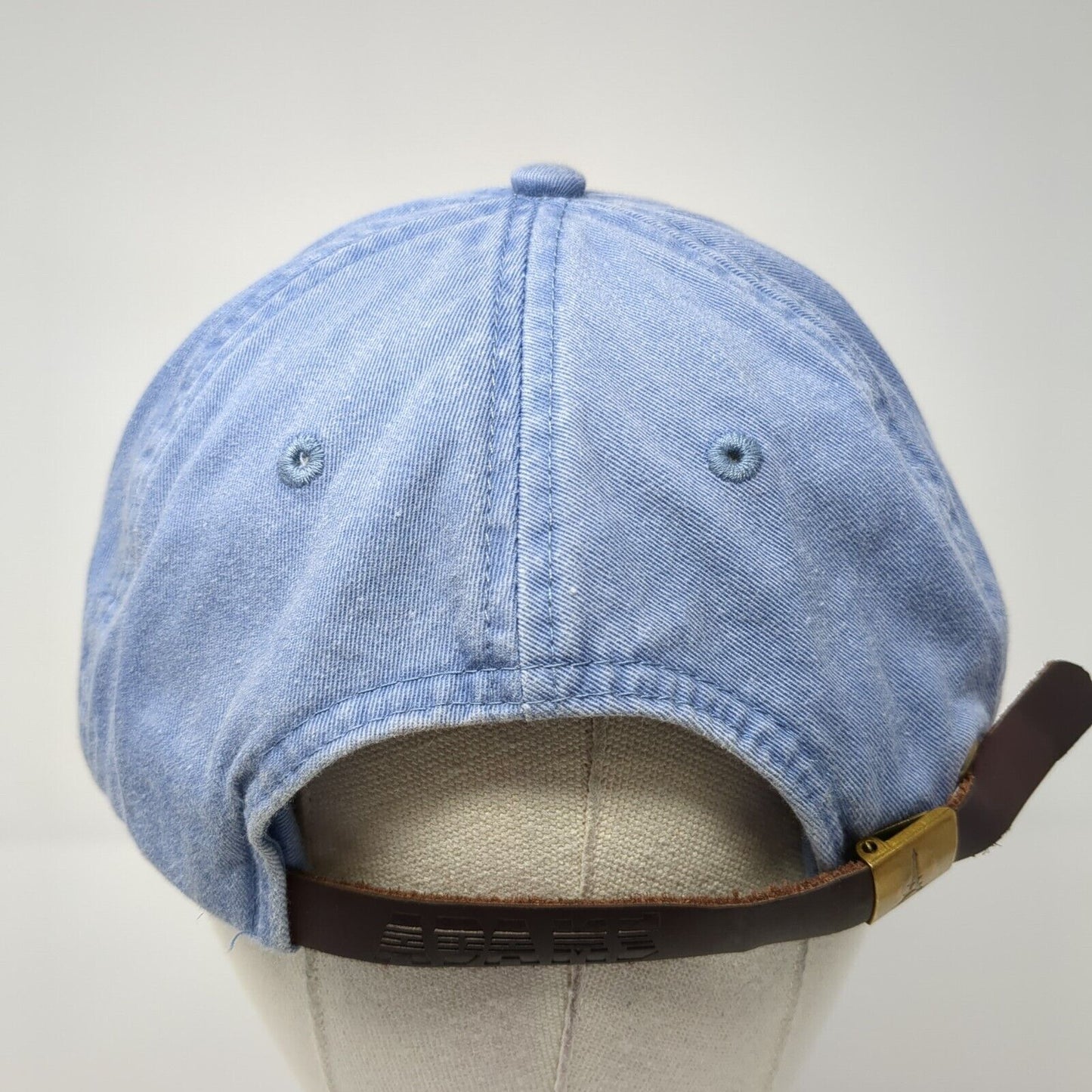 LCEF Slideback Hat Blue One Size Adjustable Leather Strap Adams 6 Panel