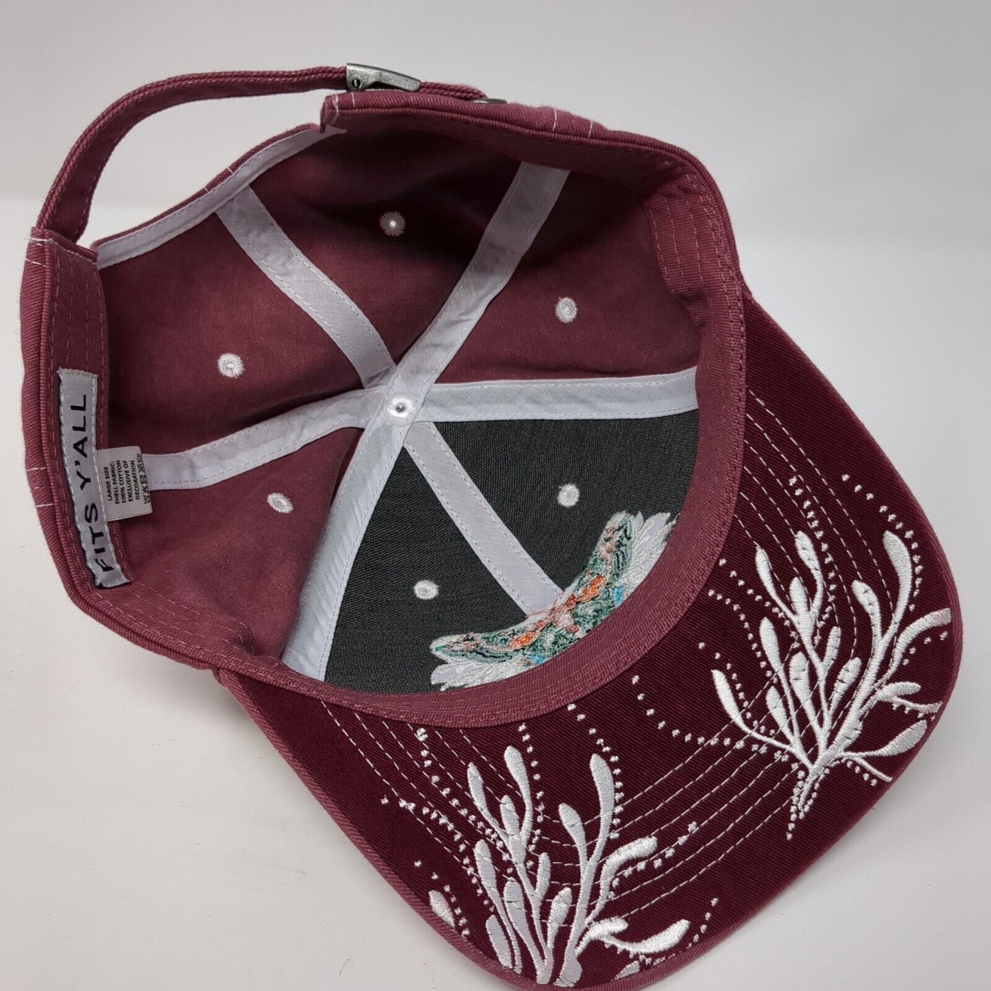 Butterfly Slideback Hat Red Large Adjustable Embroidered Fits Y'all