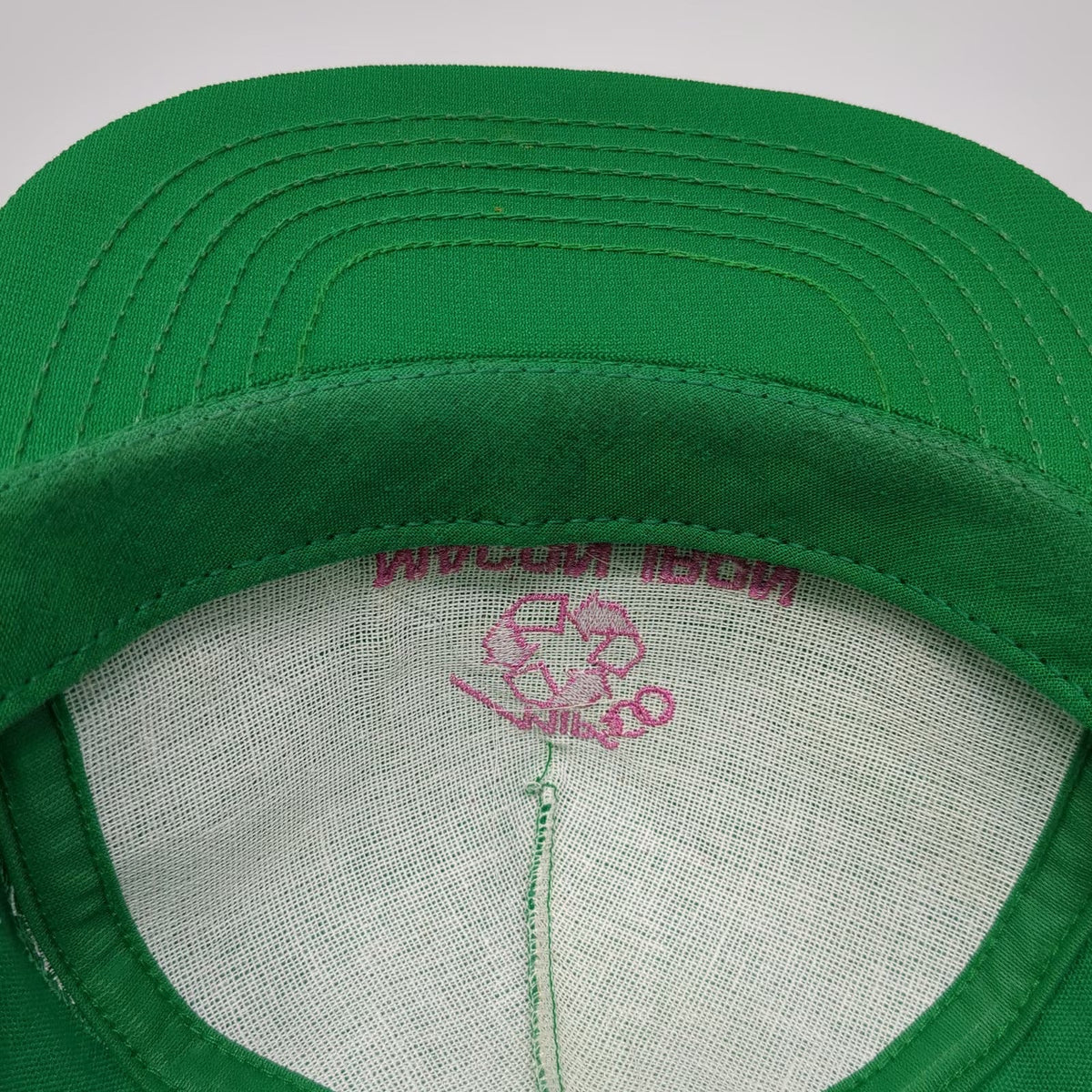 5 Panel Green Hat One Size Snapback Rope Macon Iron Paper Stock Recycling Logo