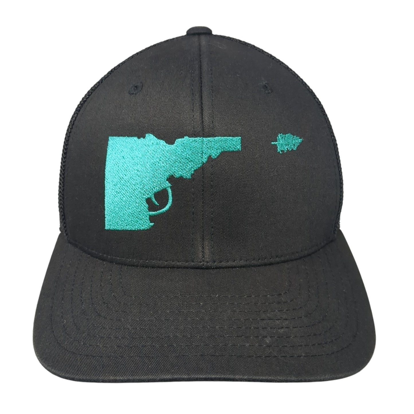 Idaho Gun Fitted Mesh Back Trucker Hat Black One Size Flexfit Yupoong