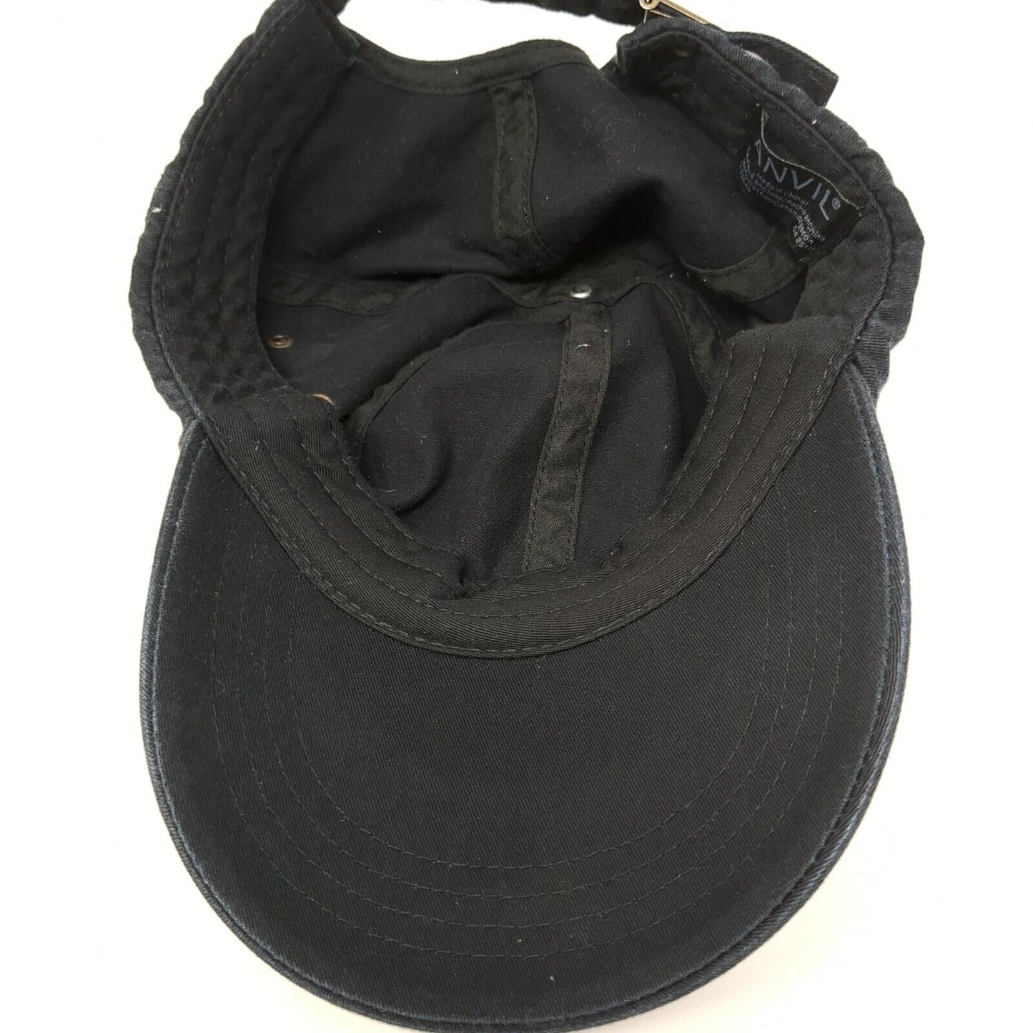 Anvil Slideback Hat Black One Size Solid Adjustable Vent Holes Blank