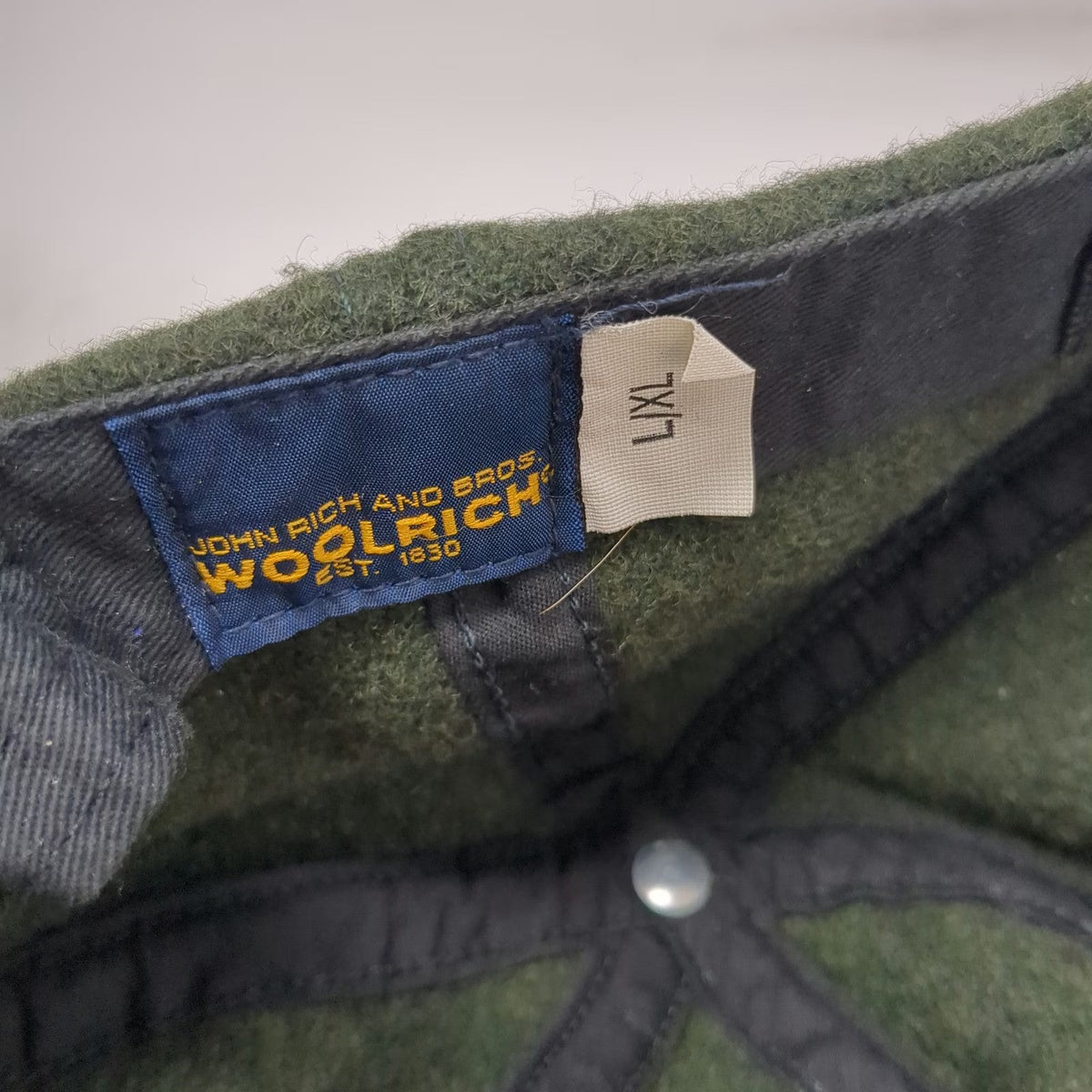 Woolrich Baseball Cap Green L Wool Felt W Logo Fitted Hat Outdoor Warm Winter